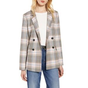Halogen Lilian Check Double-Breasted Blazer